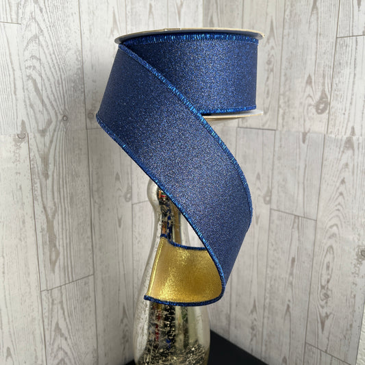 2.5"X10YD FINE GLITTER/FUSED Navy Blue Gold