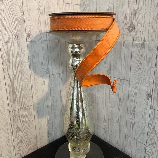 1” Velor Orange Ribbon with orange backing