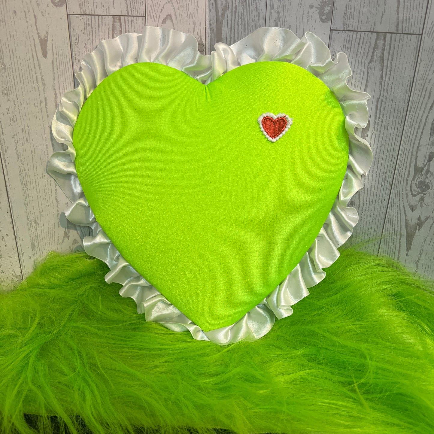 8.5" Lime Green Satin Heart Attachment