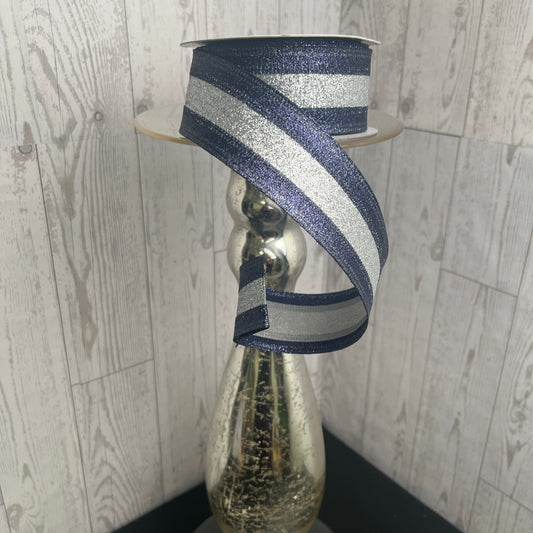 1.5"X10YD 3-IN-1 SHIMMER GLITTER Navy Blue Silver