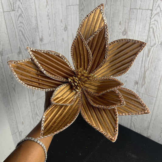 21" L x12" DIA Ribbed Velvet Poinsettia Brown