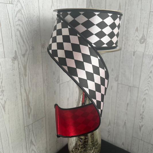 2.5"X10YD HARLEQUIN/FUSED Black White Red