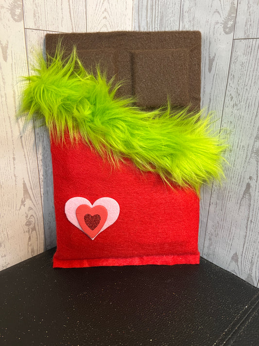 Faux Chocolate Candy Bar - Red, Pink, Lime w/white trim & heart