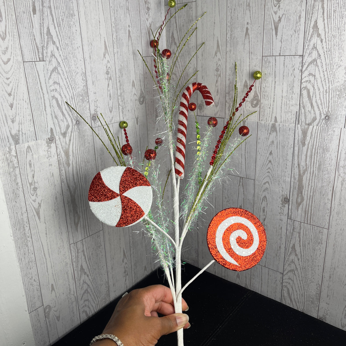 32" Glitter Candy Spray Red White Green