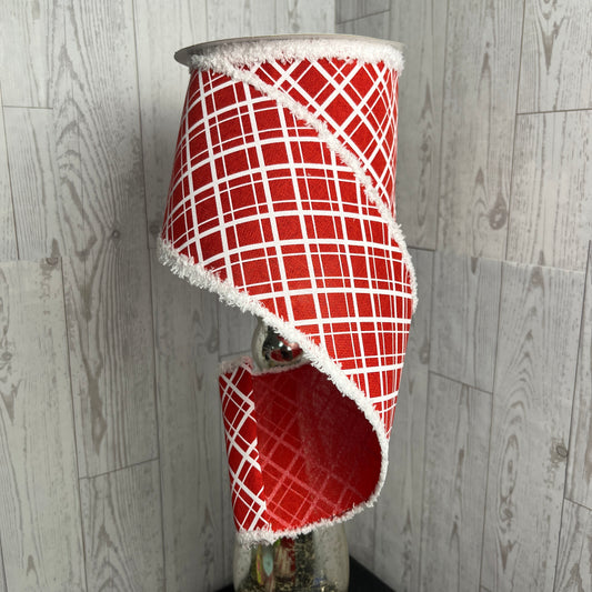 4"X10YD LINE CHECK ON ROYAL/DRIFT Red White