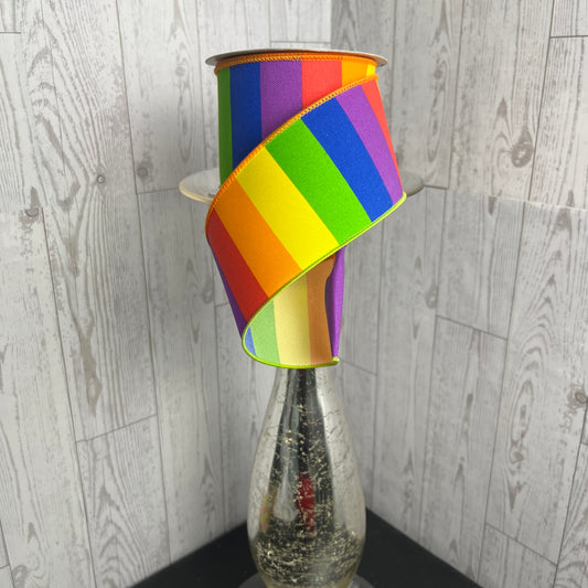 2.5"X10YD HORIZONTAL RAINBOW Ribbon