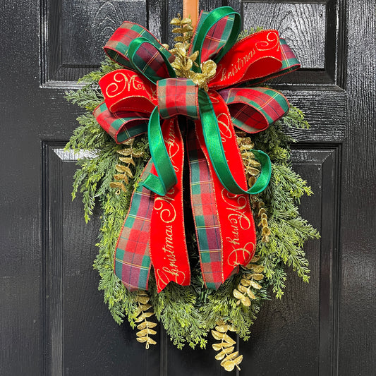 Merry Christmas Cedar Grapevine Wreath