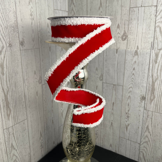 1.5"X10YD VELVET W/DRIFT Red White