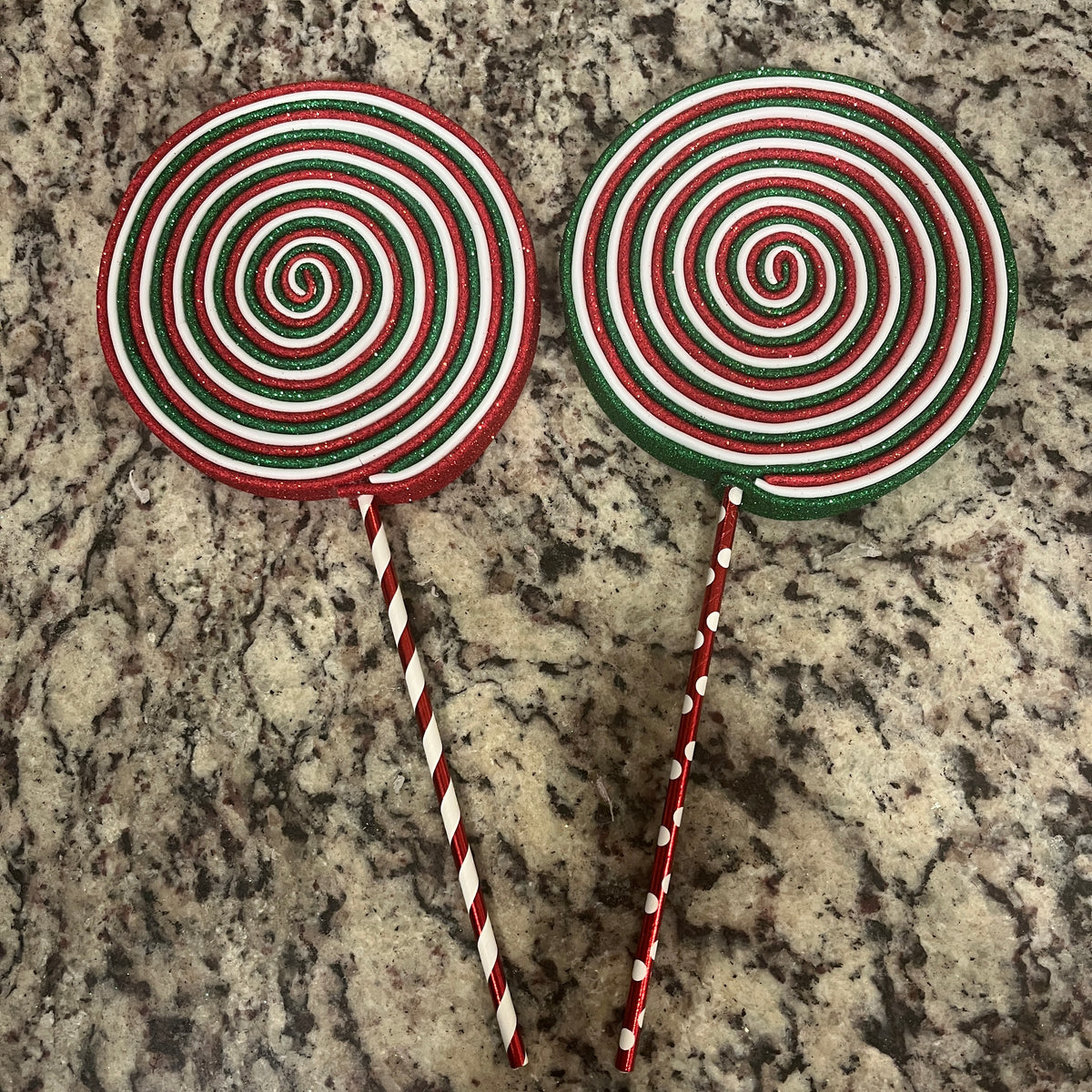 Traditional Christmas Handmade Lollipops with Stick - SET 2 Red, White, Emerald Green