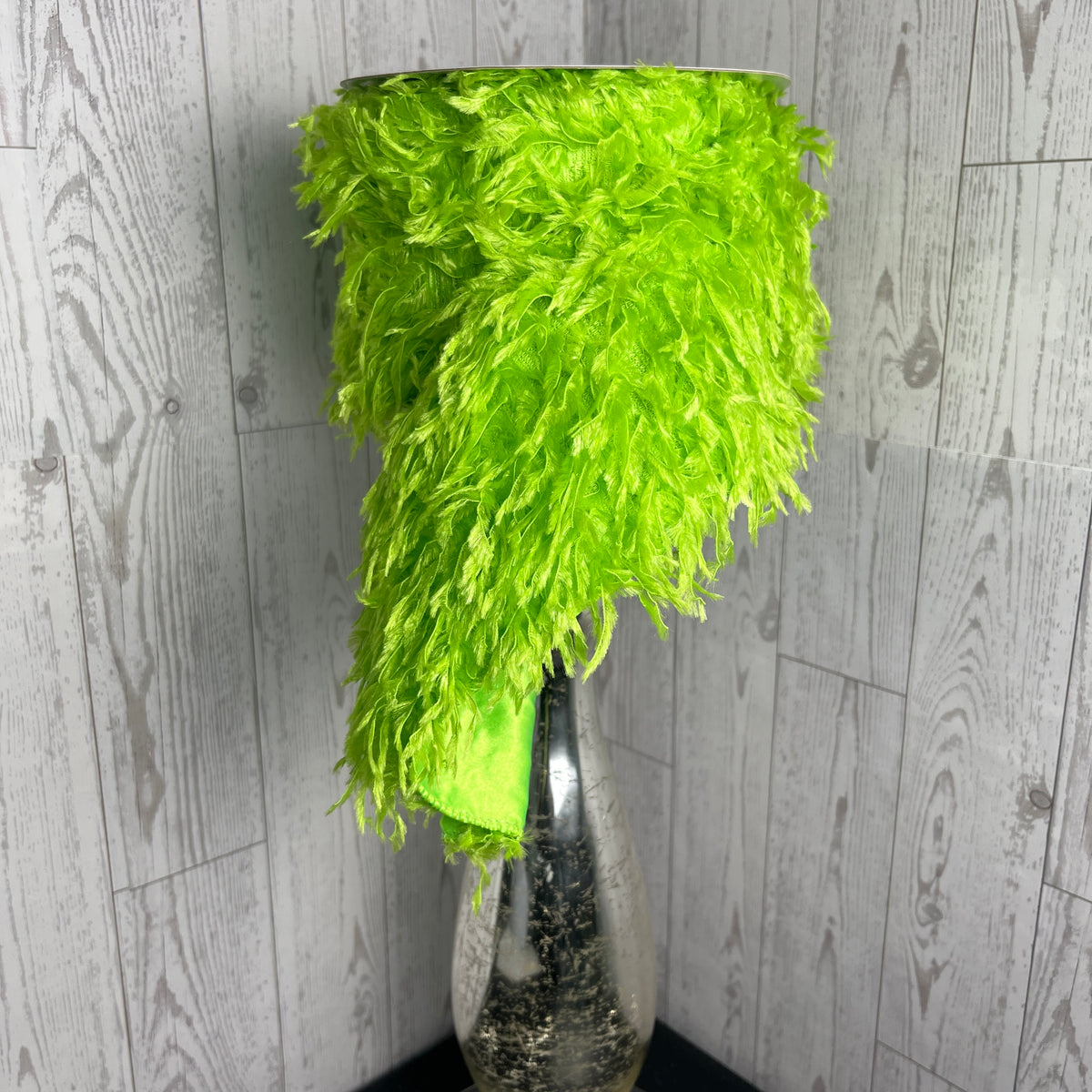 4"X10YD FURRY RIBBON Lime Green