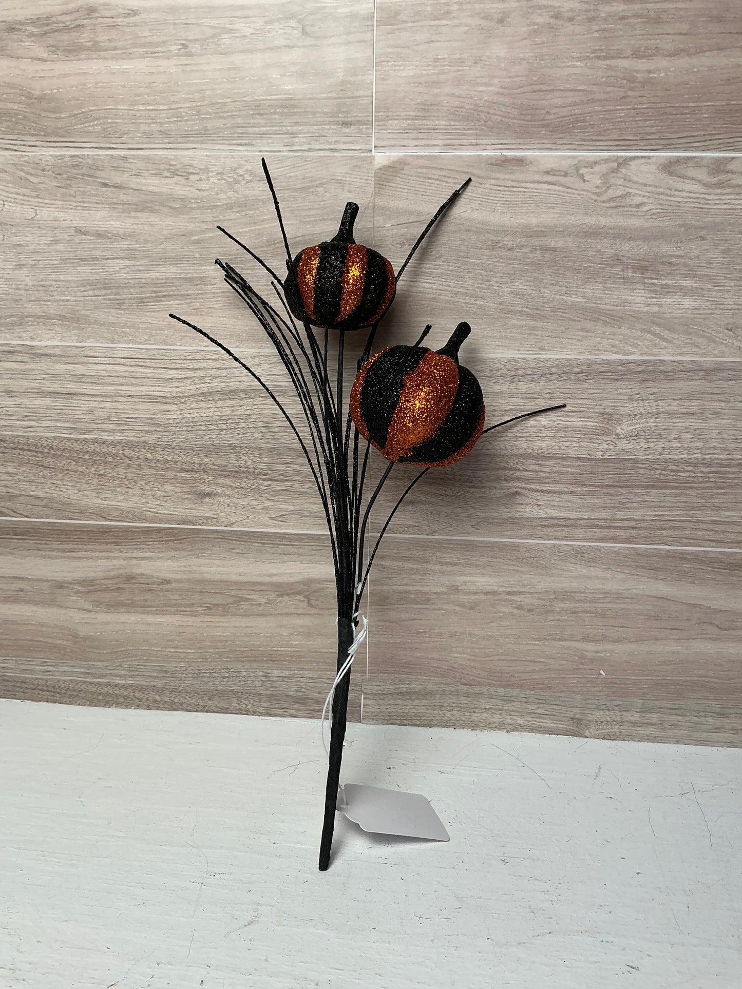 12" GLITTER PUMPKIN PICK- Orange