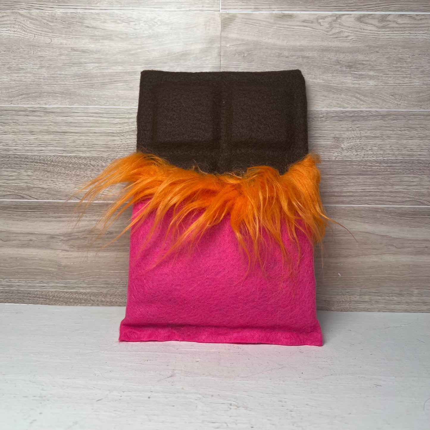 Faux Chocolate Candy Bar -Hot pink with Orange fur