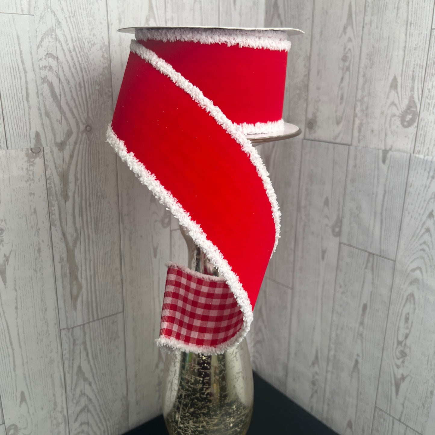 2.5"X10YD VELVET Red White