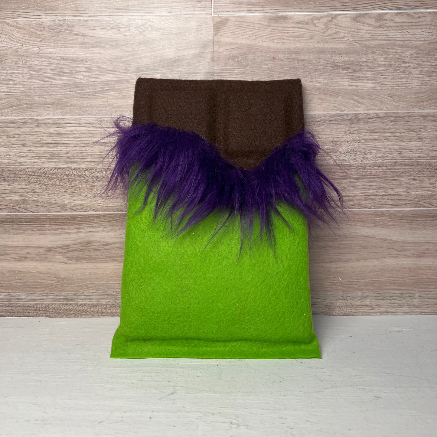 Faux Chocolate Candy Bar - Lime Green with Purple Fur