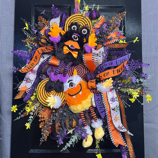 Double Trouble Monster Halloween Wreath