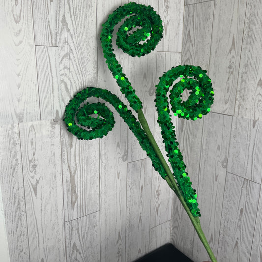 29" Green Sequin Swirl Spray