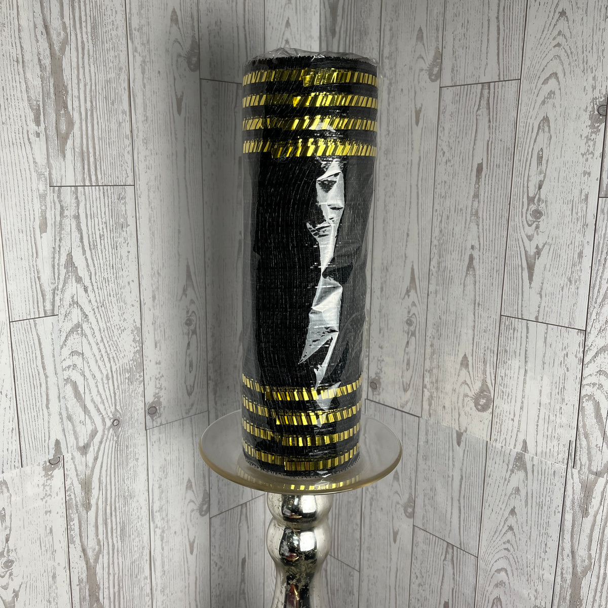 10.25"X10YD MATTE/METALLIC BORDER MESH Black Gold