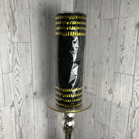 10.25"X10YD MATTE/METALLIC BORDER MESH Black Gold