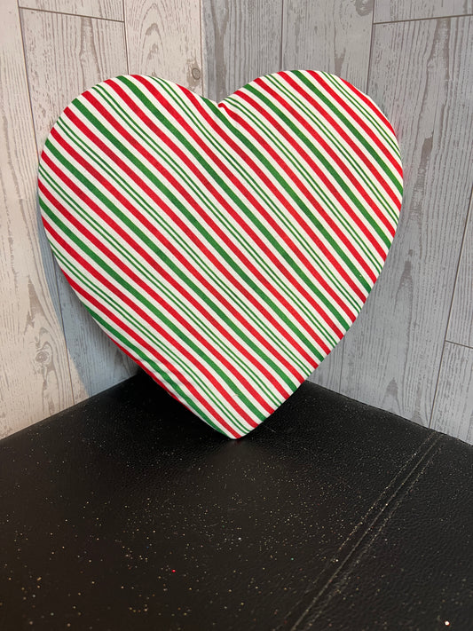 8.5" Red, White, Green Stripe Christmas Heart Attachment