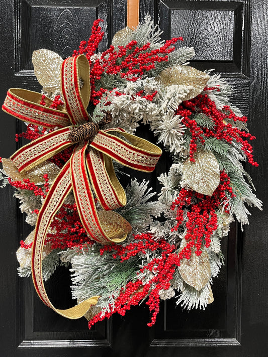 24” Merry Christmas Frosted Rustic wreath