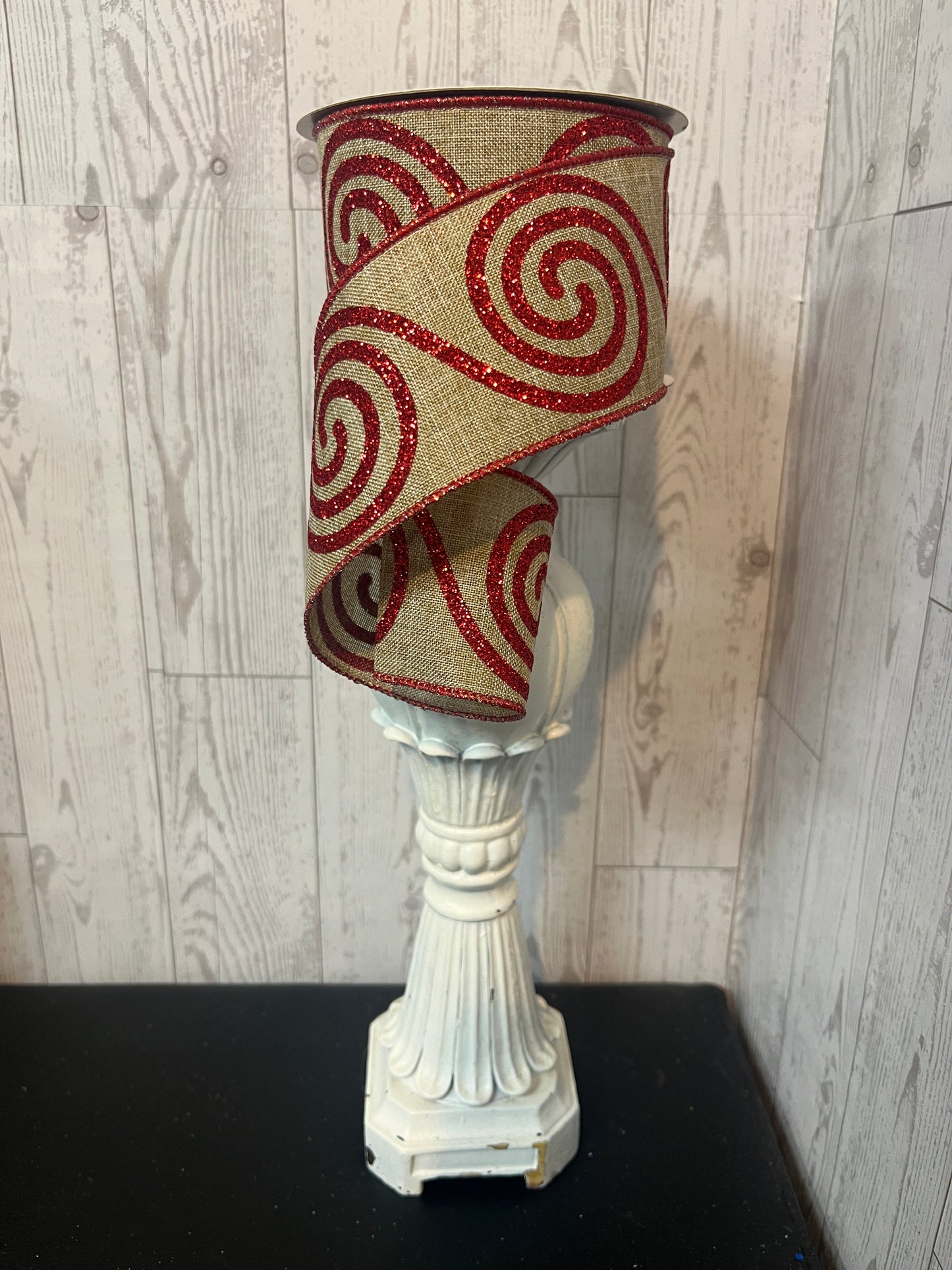 2.5"X10YD LARGE SWIRL- Beige/ Red