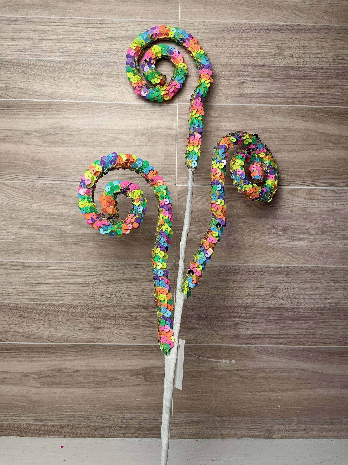 27"L Sequin Foam Coil Spray - Pastel Rainbow