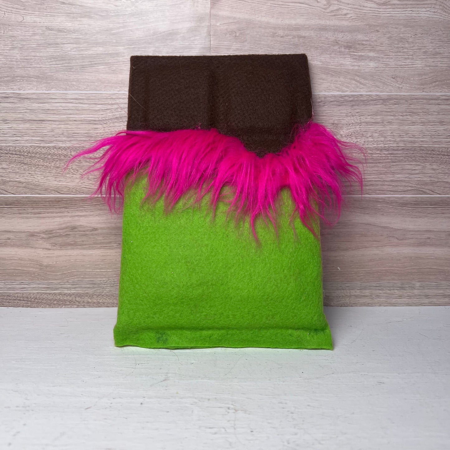 Faux Chocolate Candy Bar - Lime Green with Hot pink fur