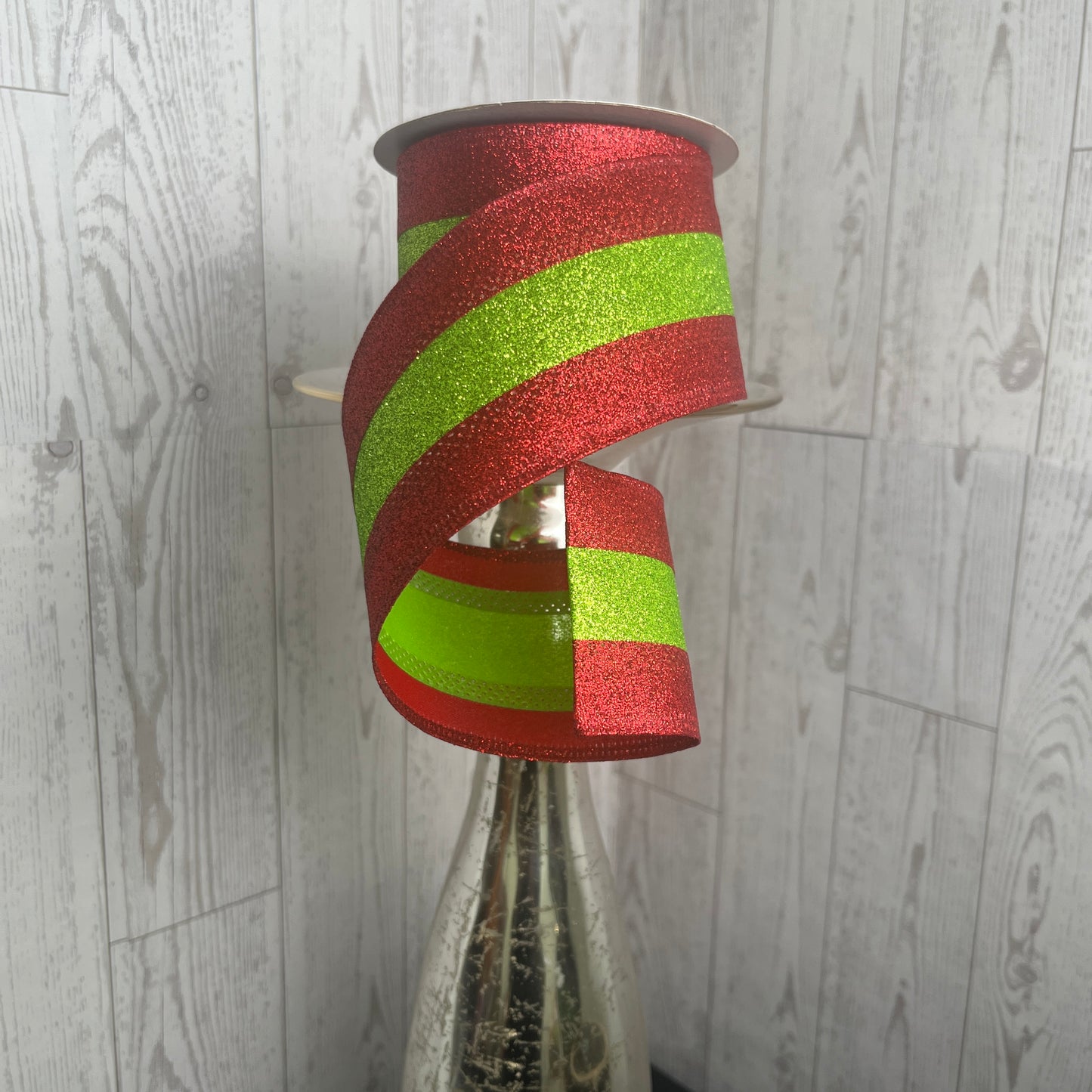 2.5"X10YD 3-IN-1 SHIMMER GLITTER Red Lime