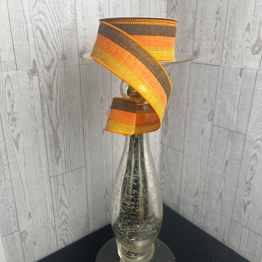1.5"X10YD 3 COLOR 3-IN-1 ROYAL BURLAP Dark Mustard, Orange Brown