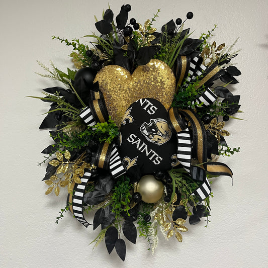 Football Wreath with heart attachments