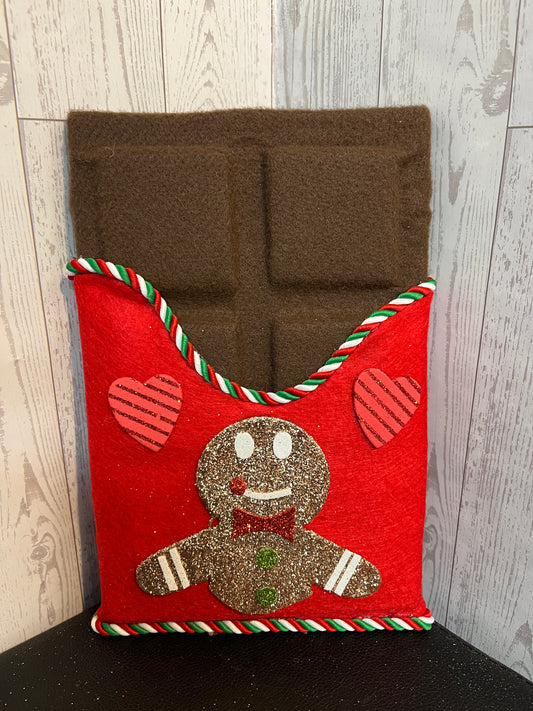 Faux Chocolate Candy Bar - Gingerbread Man White, Red, Green w/trim