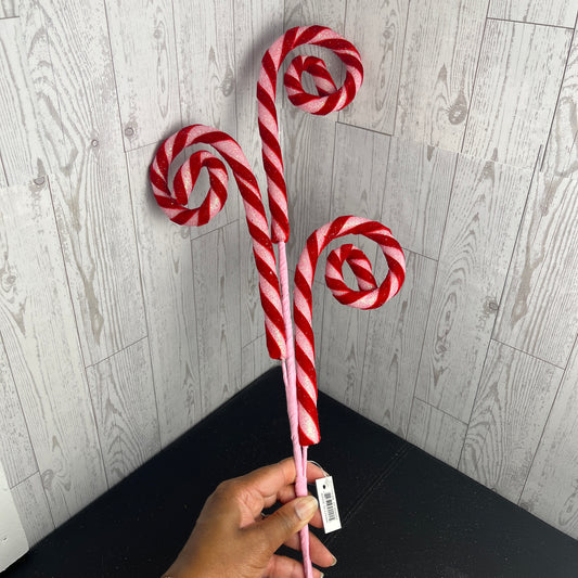 29"L FOIL/GLITTER CANDYCANE SPRAY  Light Pink, Red