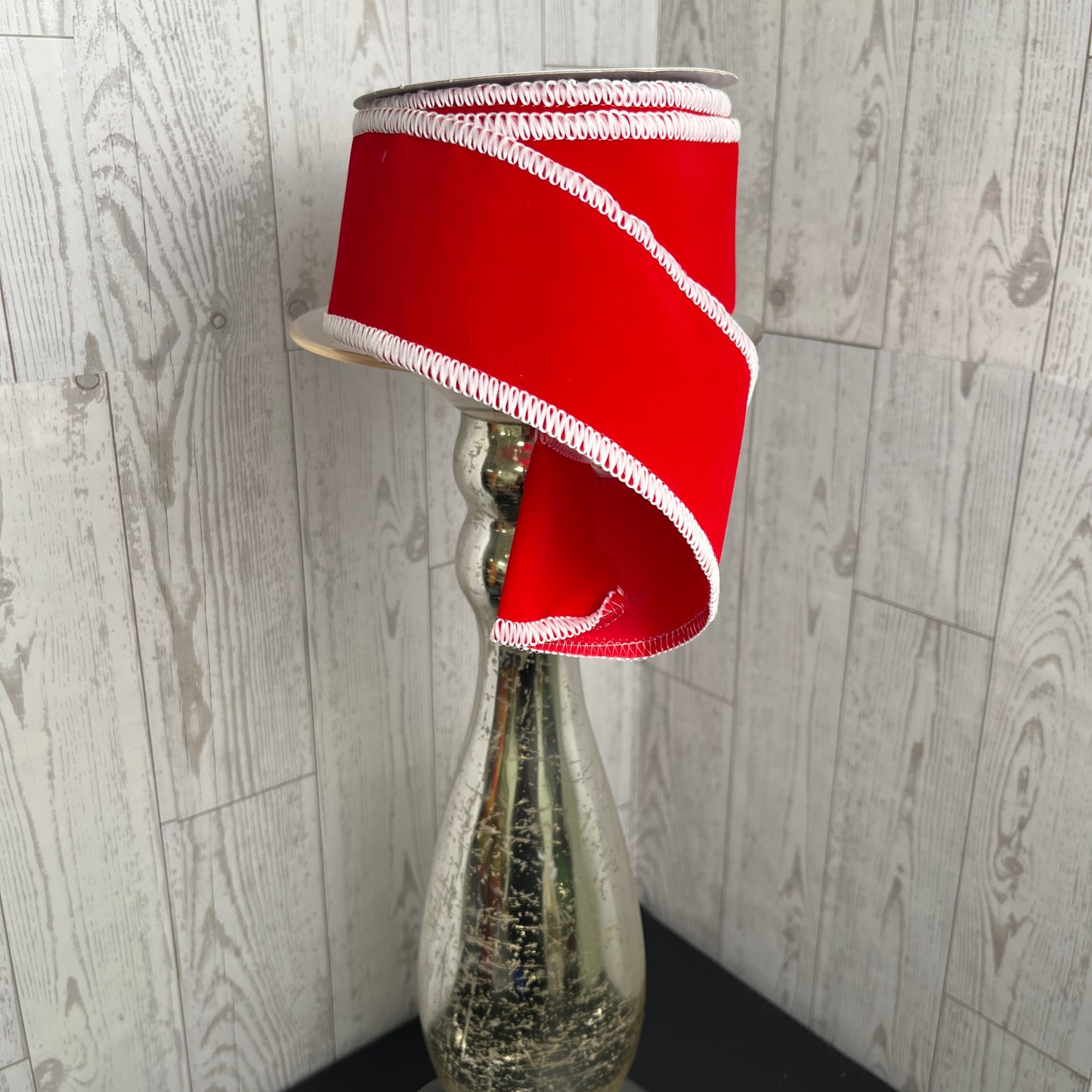 2.5"X10YD VELVET Red White