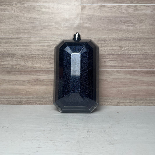 7"L X 4"W GLITTER RECTANGLE GEM ORN- Navy Blue