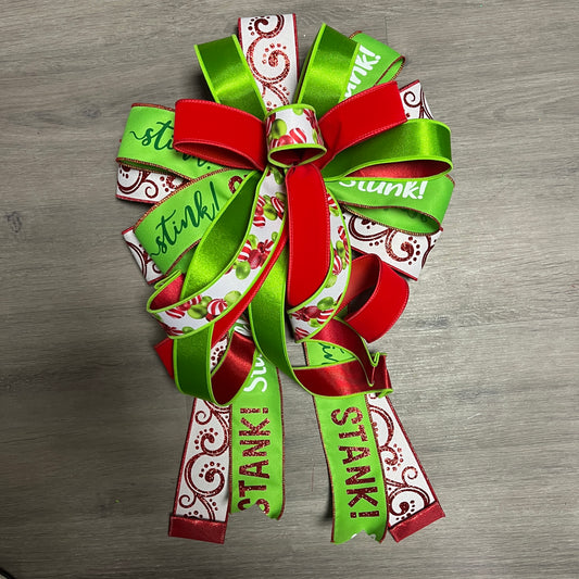 Handmade Luxury Lime Green, Red, White  Bow