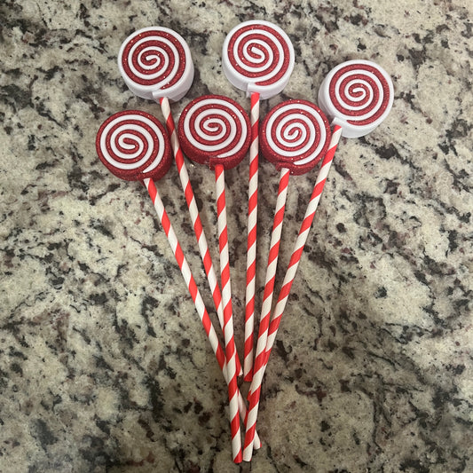 Mini Lollipops Red, White (6)