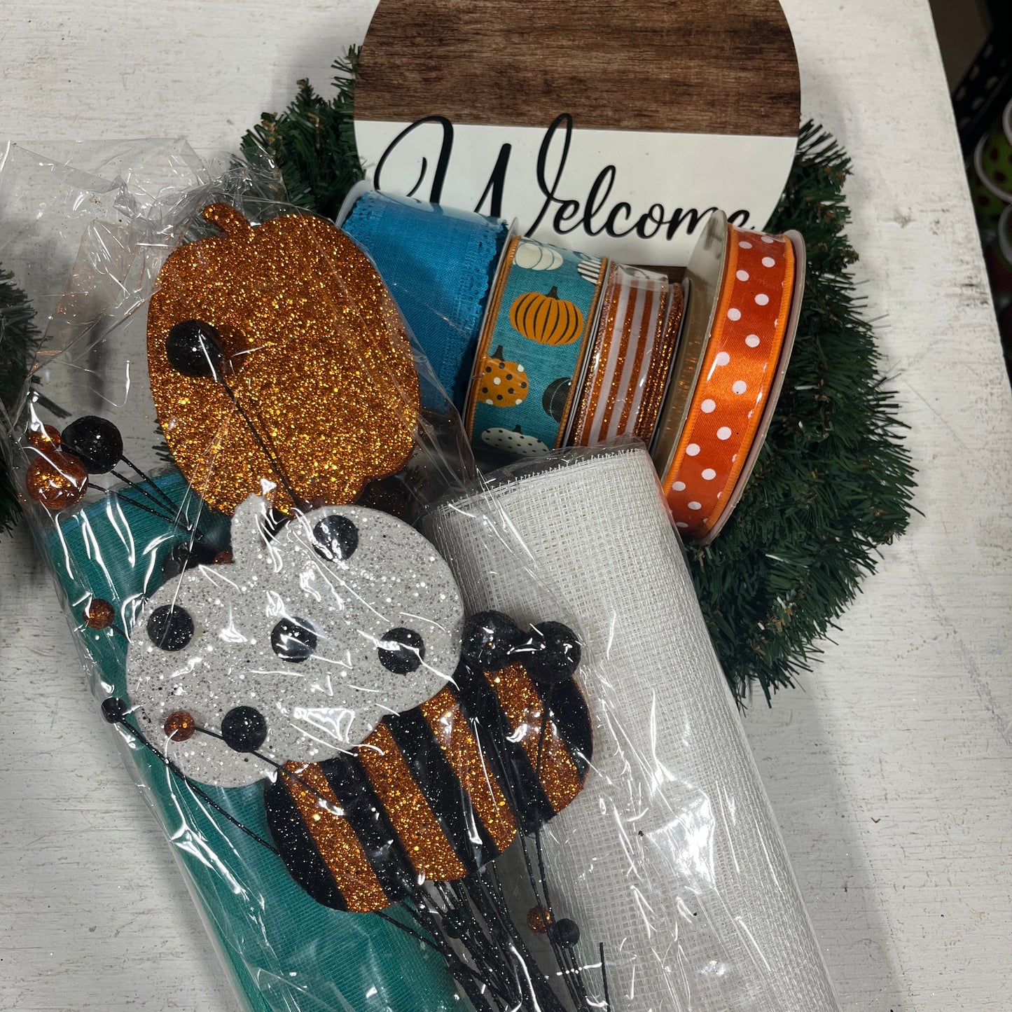 Fall Halloween Wreath Kit (Teal)