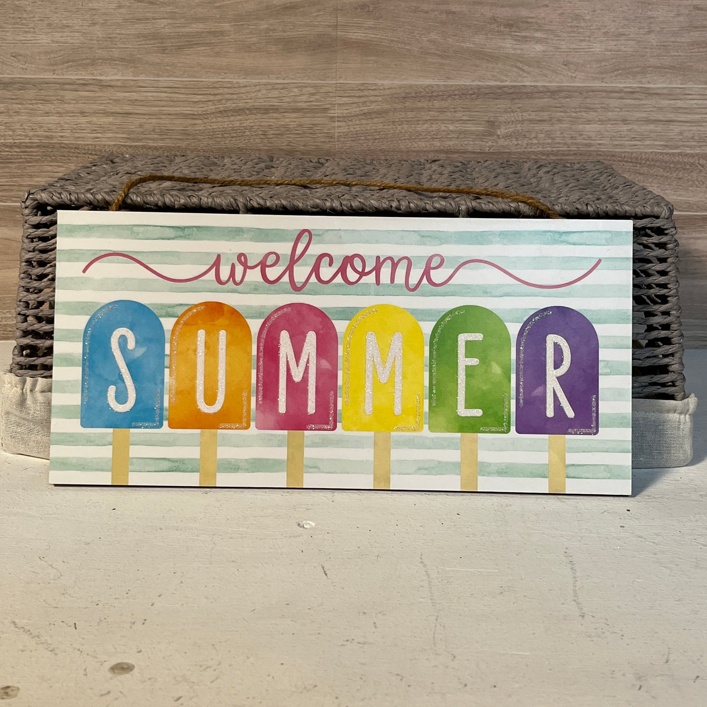 Welcome Summer Popsicle Wooden Sign