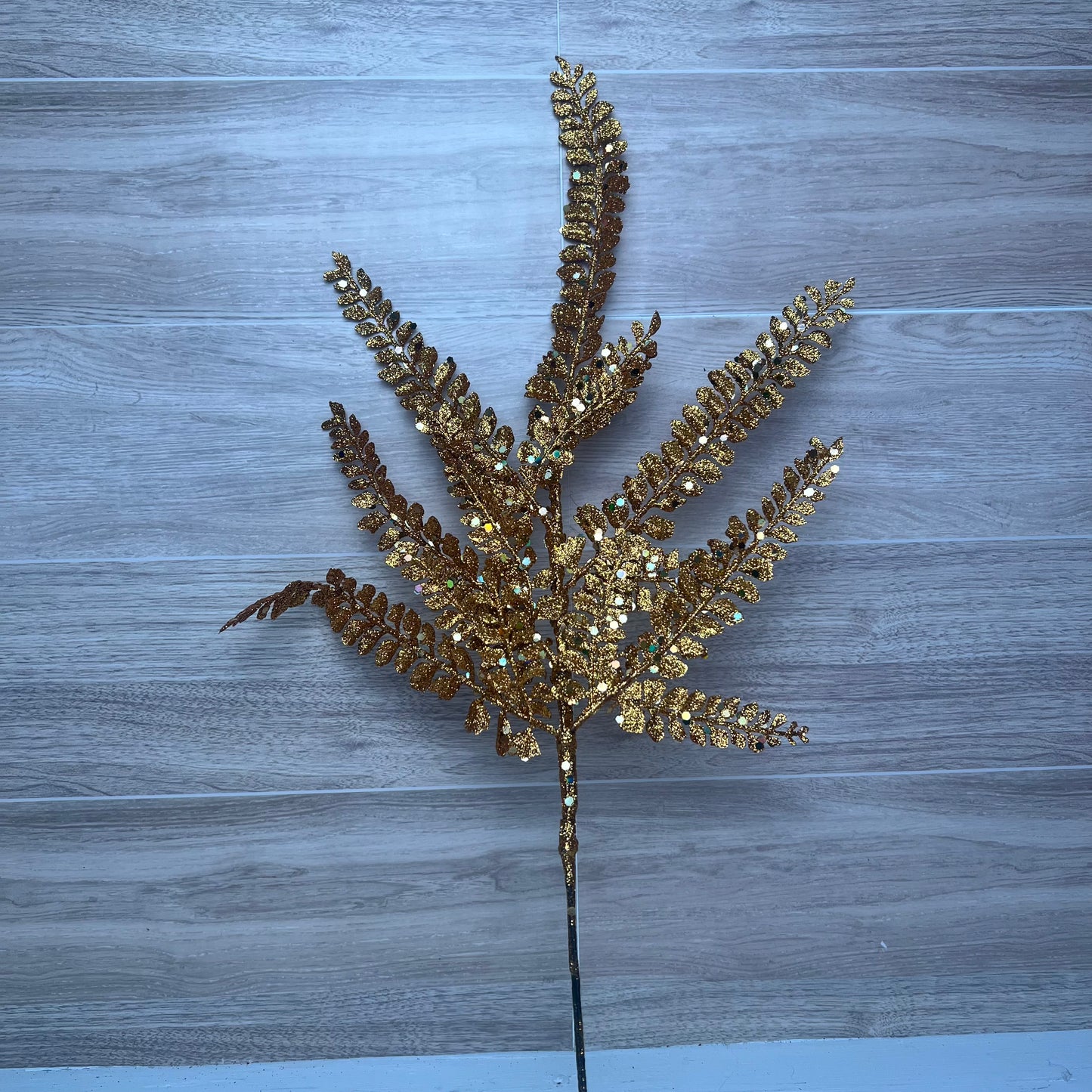 16"L GLITTER FERN SPRAY- Copper