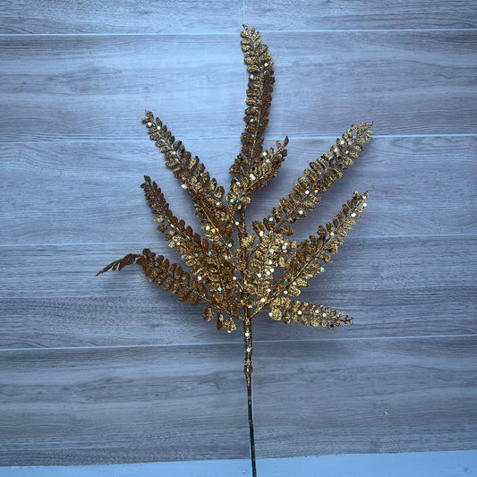 16"L GLITTER FERN SPRAY- Copper