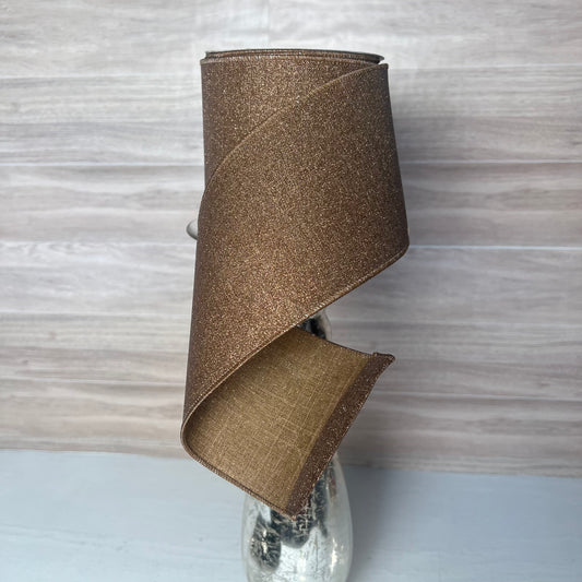 4"X10YD FINE GLITTER ON ROYAL- Brown