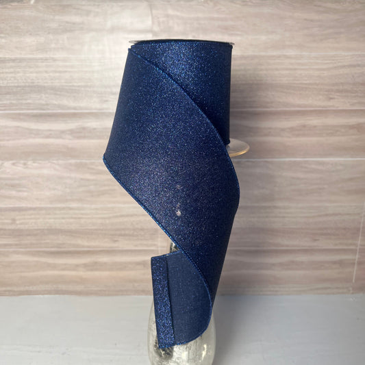 4"X10YD FINE GLITTER ON ROYAL- Navy Blue