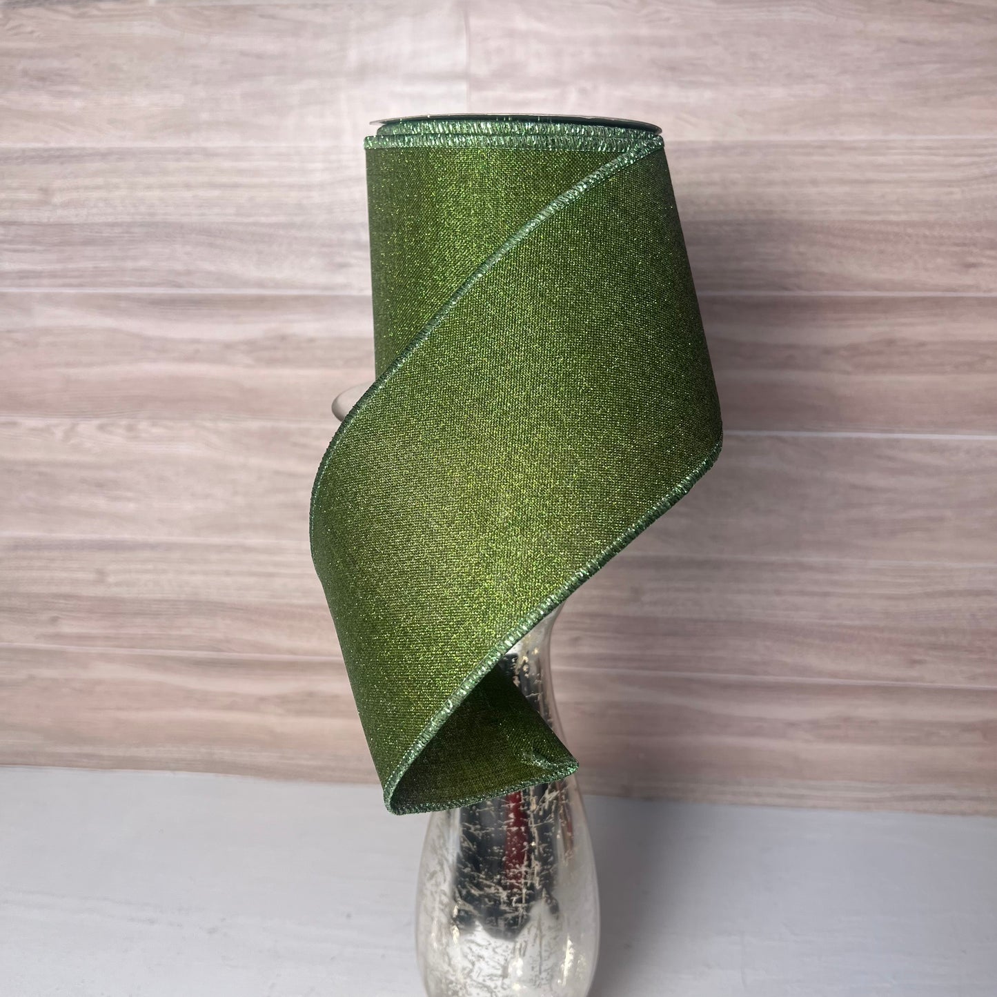 4"X10YD FINE GLITTER ON ROYAL- Moss Green