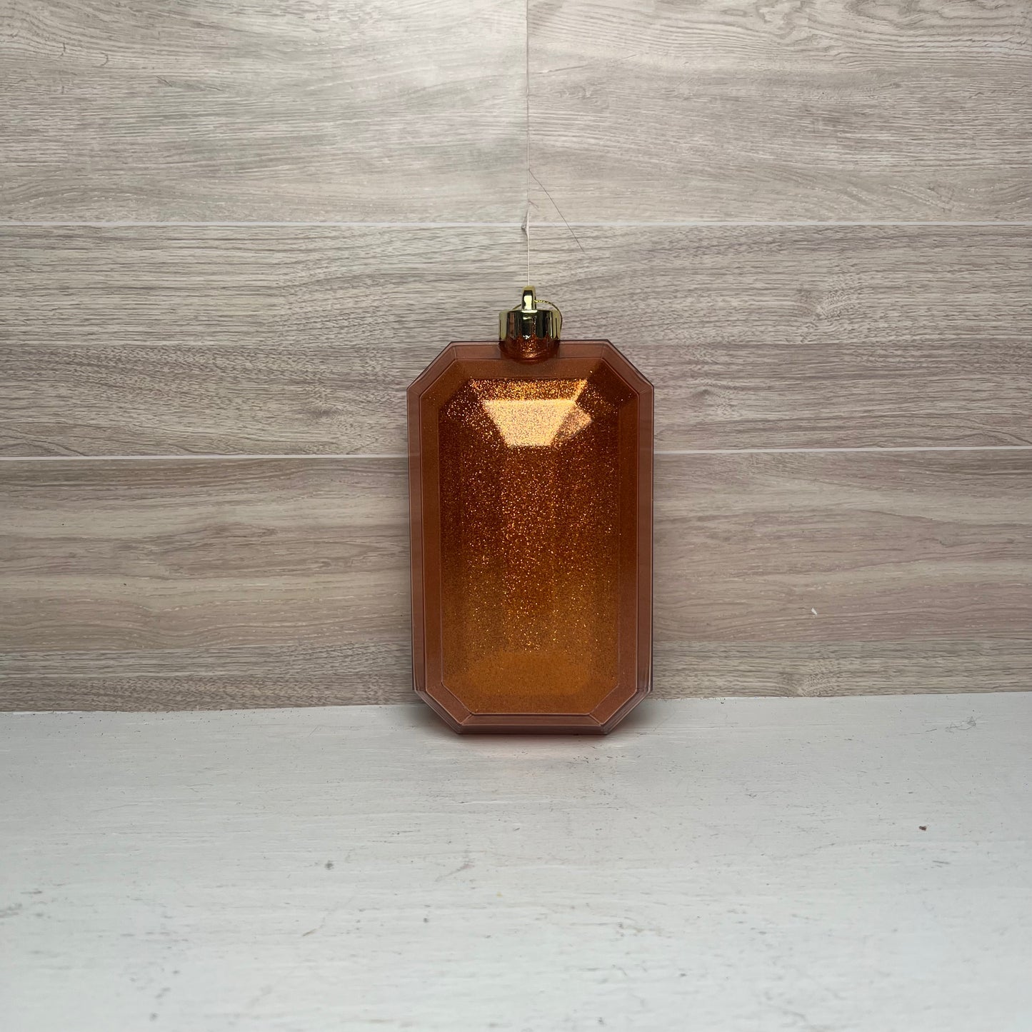 7"L X 4"W GLITTER RECTANGLE GEM ORN- Copper