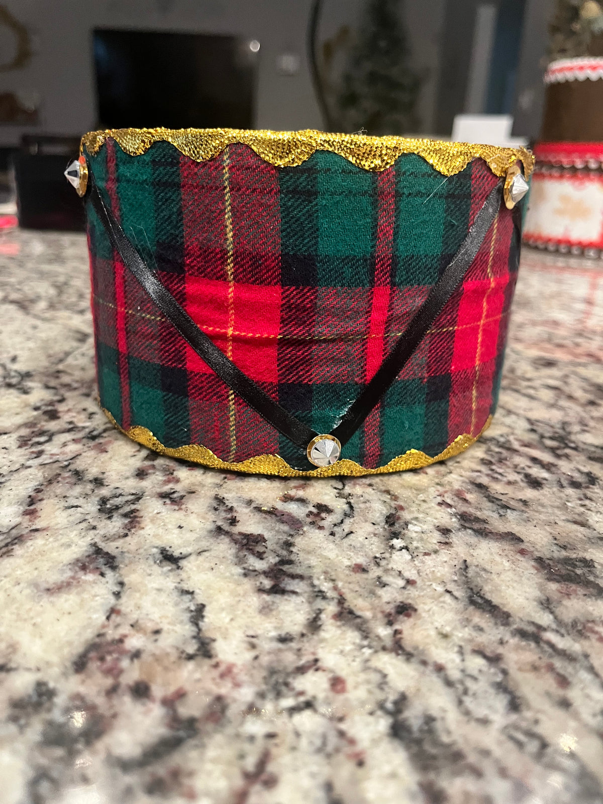 Tartan Nutcracker Drum Decorative Props (ONE)