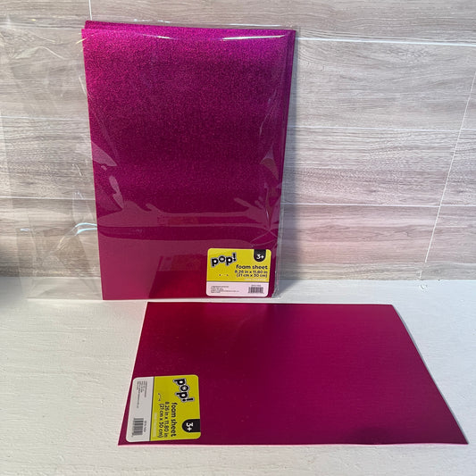 8X12 Metallic Fuchsia Pink Non-Adhesive Foam Sheets (5)