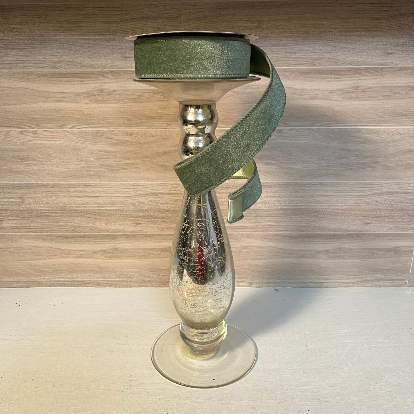 1.5"X10YD Sage Velvet with Satin backing ribbon
