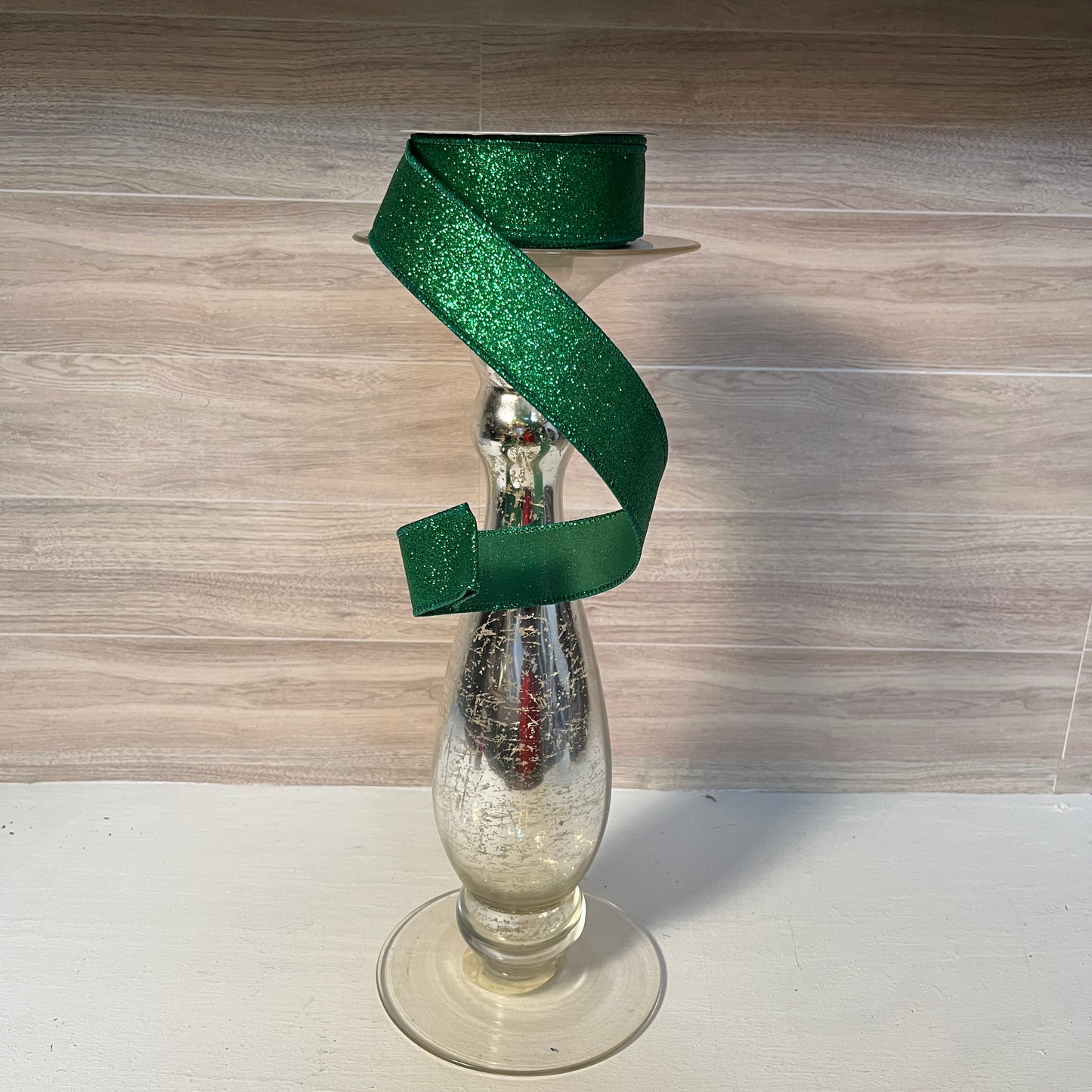 1.5"X10YD Green Glitter Sparkle Ribbon