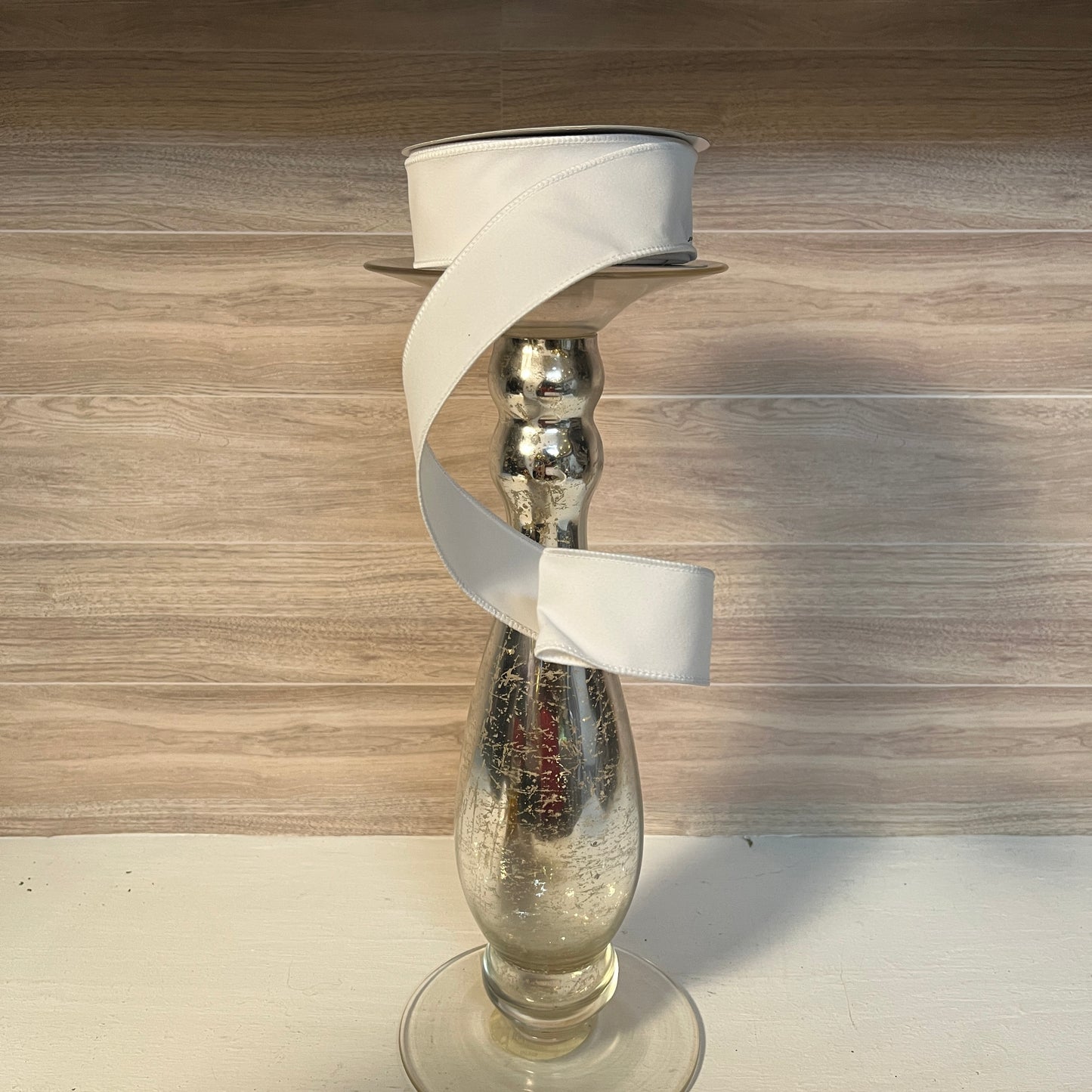 1.5"X10YD White Velvet Ribbon