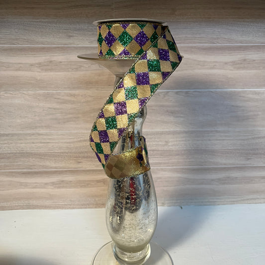 1.5"X10YD Diamond Mardi Gras Ribbon
